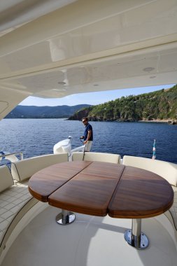 Italy, Elba Island, luxury yacht Azimut 75', flybridge clipart