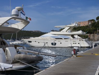 Italy, Tuscany, Elba Island, luxury yacht Azimut 75 clipart