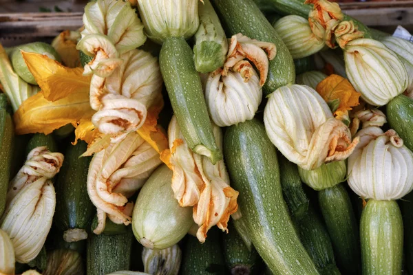 stock image Italy, Elba Island, zucchini blossoms in a local market