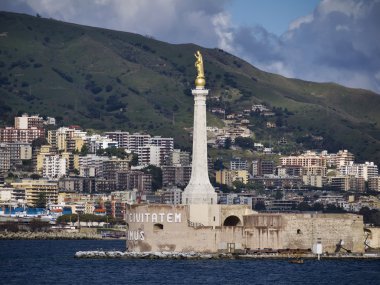 Italy, Sicily, Messina, the city and the Madonna statue clipart