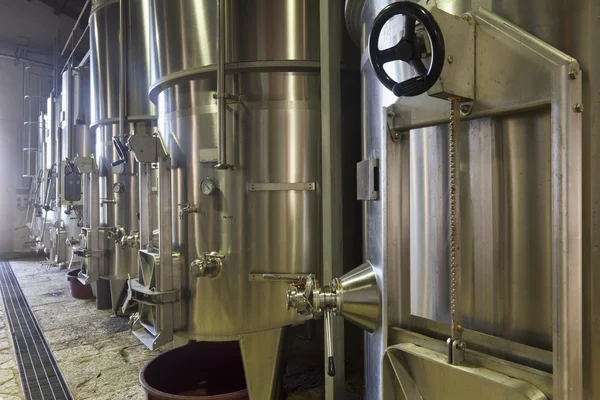 stock image Italy, stainless steel wine containers in a wine factory