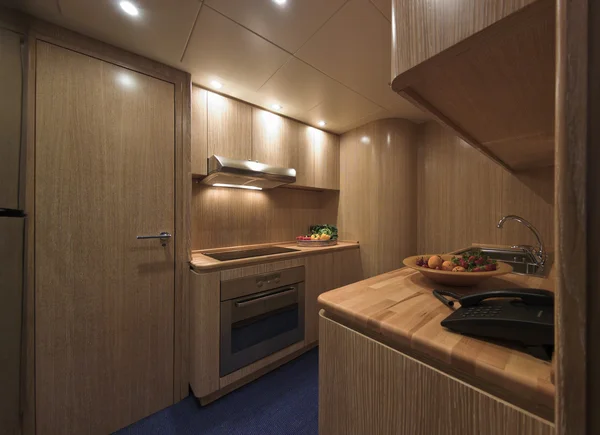 Italy, Tecnomar Velvet 35 Open luxury yacht, kitchen — Stock Photo, Image