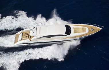 Italy, Sardinia, 35 meters luxury yacht, aerial view clipart