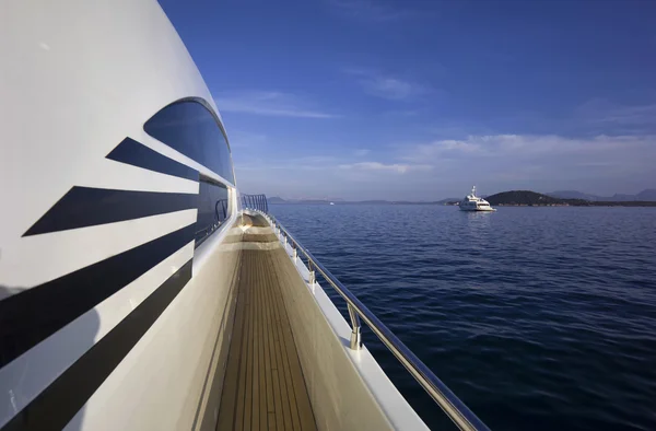 Italy, Sardinia, 35 meters luxury yacht, trowalk — стоковое фото