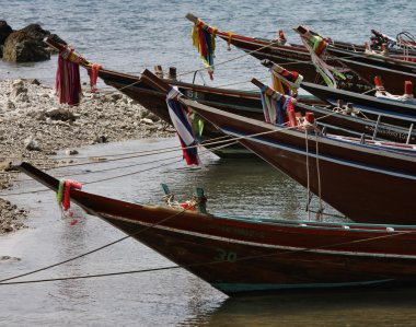 Tayland, koh phangan, yerel ahşap balıkçı tekneleri