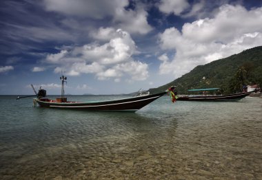 Tayland, koh phangan, yerel ahşap balıkçı tekneleri