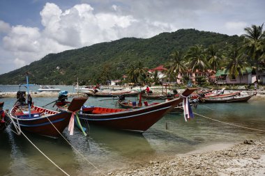 Tayland, koh phangan, yerel ahşap balıkçı tekneleri