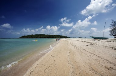 Tayland, koh samui (samui Adası), chaweng Beach view ve küçük bir ada