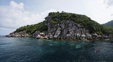 Tayland, koh nangyuan (nangyuan ada), Cilt dalgıçlar Yüzme panoramik manzaralı