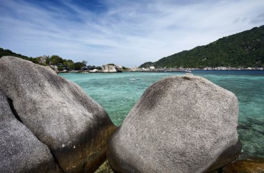 Tayland, koh nangyuan (nangyuan ada), ada ve turistik görünümü kayık '