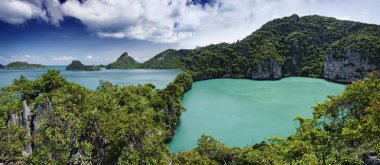 Tayland, mu koh angthong ulusal deniz parkı, talay nai lagün, panoramik görünüm