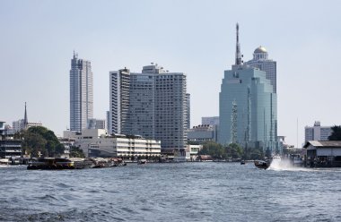 Tayland, bangkok, chao praya Nehri manzarası ve şehir manzarası