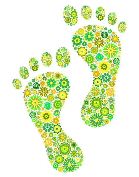 Green footprints — Stock Vector