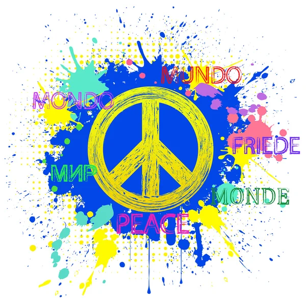 Σύμβολο της ειρήνης, σε φόντο μπλε grunge — Διανυσματικό Αρχείο