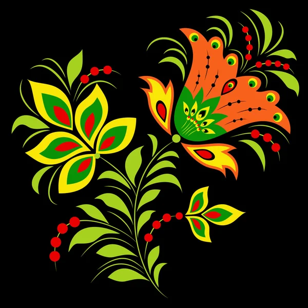Fleur colorée sur fond noir — Image vectorielle