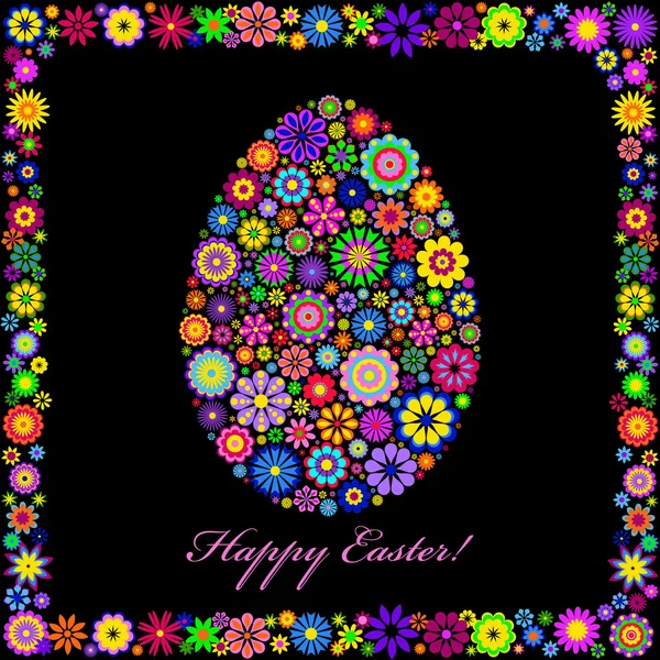Colorful easter egg on black background — Stock Vector