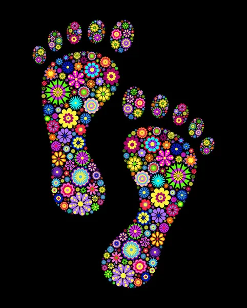 Farbenfrohe Fußabdrücke — Stockvektor