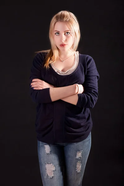 Genç kadının yakın stüdyo portre — Stok fotoğraf