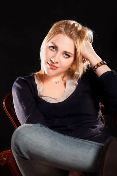 Young woman close up studio portrait — Stock Photo, Image
