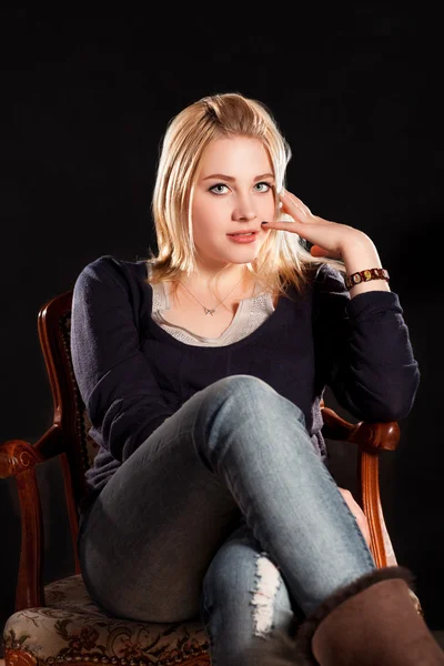 Young woman close up studio portrait — Stock Photo, Image