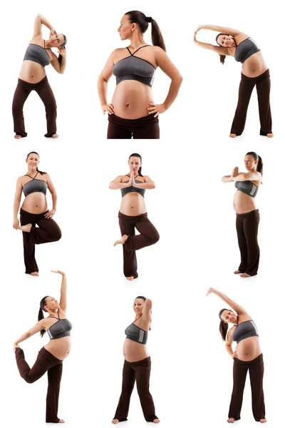 Mulher grávida bonita fazendo exercícios — Fotografia de Stock