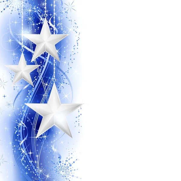 青い銀製の星の罫線 — ストックベクタ