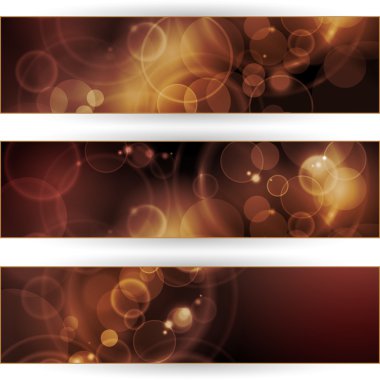 Set of sepia tone bokeh banners clipart