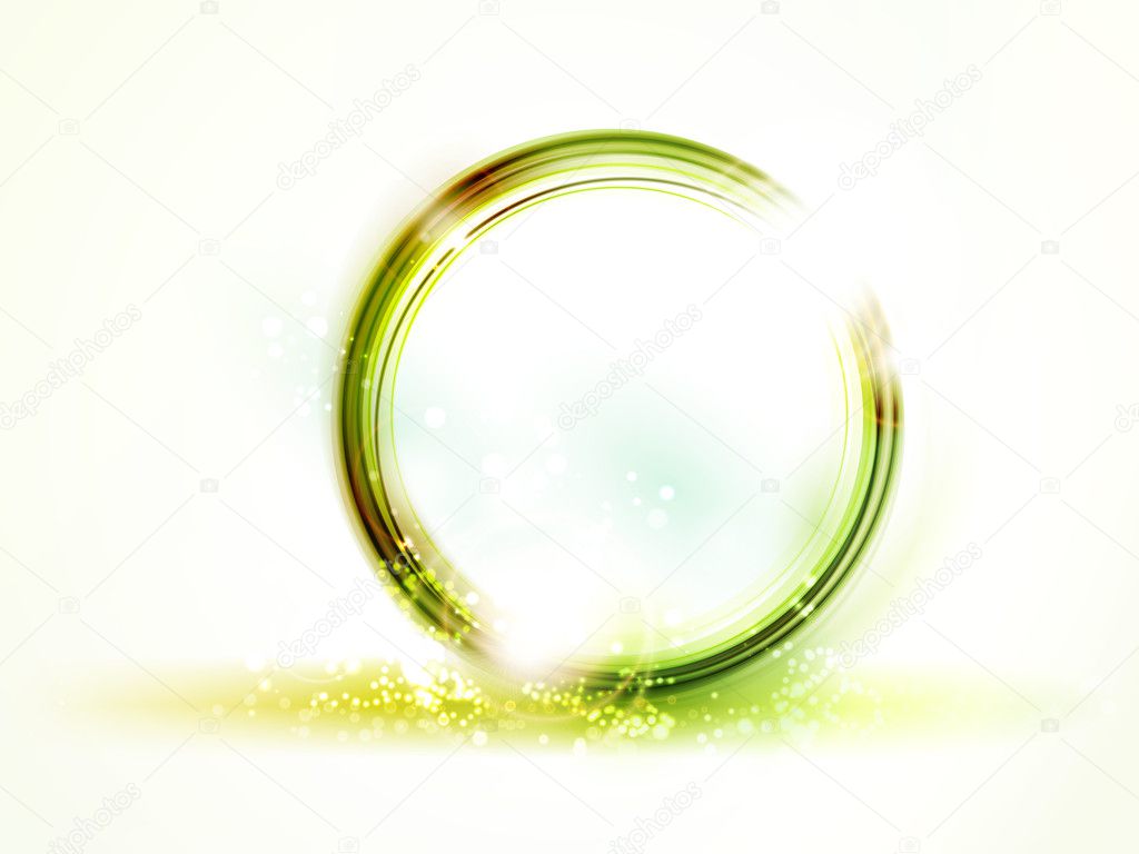 Abstract round green vector frame on light background
