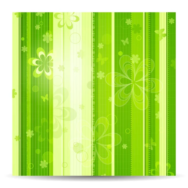 Stripy floral green spring background — Stock Vector