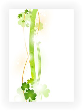 Border with shamrocks in green and orange on white background clipart