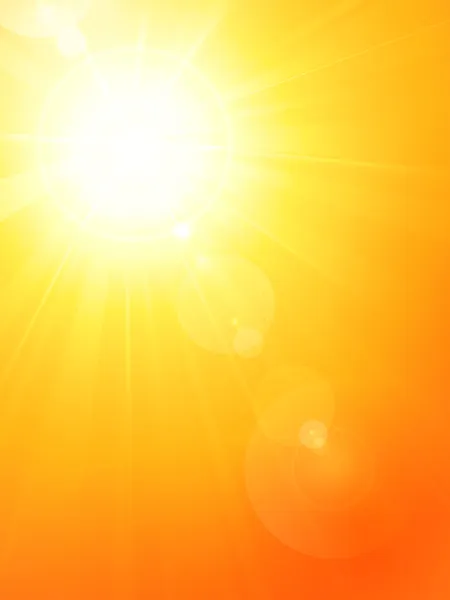 Sol de verão quente vibrante com chama de lente — Vetor de Stock