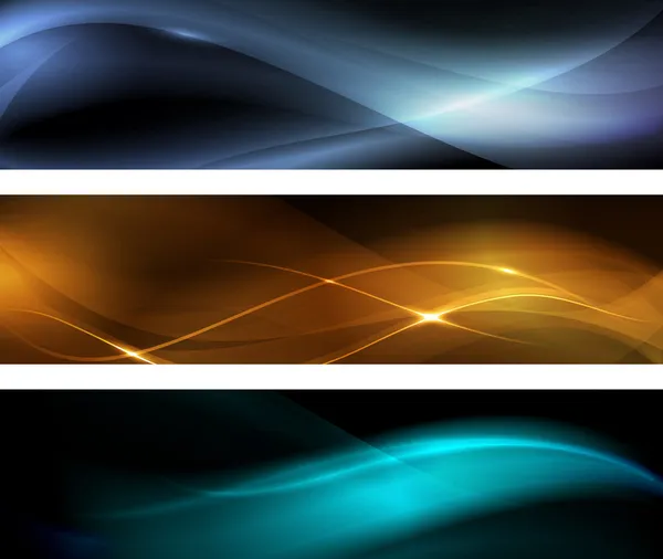 Abstract wave banner set on dark background — Stock Vector