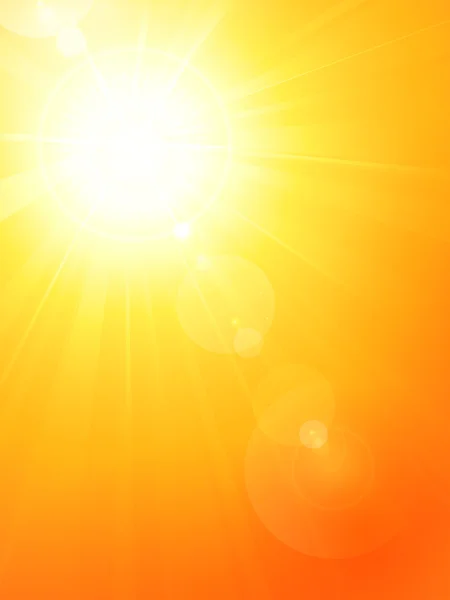 Яскраве гаряче літнє сонце з блиском лінзи Стокова Ілюстрація