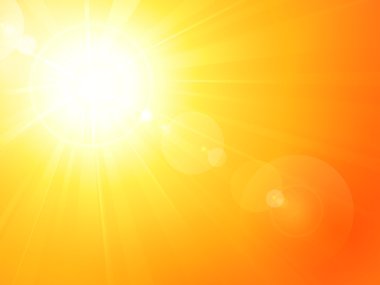Vibrant hot summer sun with lens flare clipart
