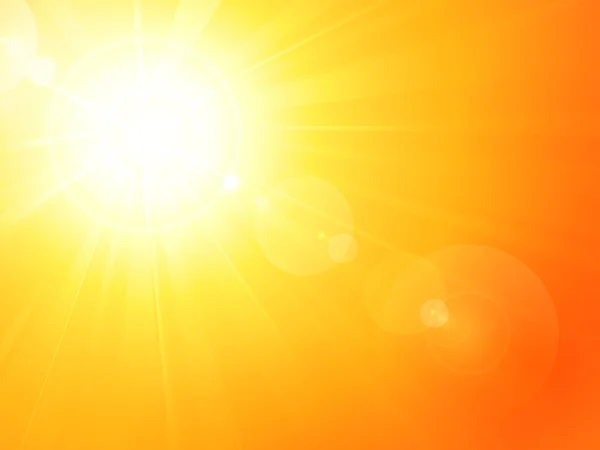 Pulzující horké letní slunce s odlesk objektivu — Stockový vektor