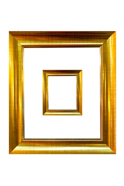 Ставлю фотографию в золотой деревянной рамке — стоковое фото