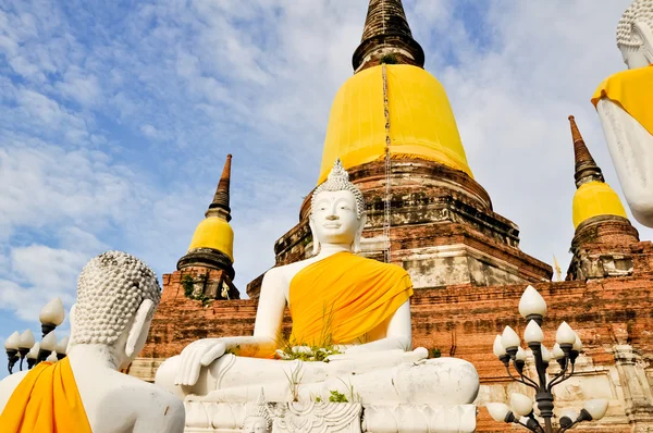 Αρχαία εικόνα άγαλμα του Βούδα στην Ταϊλάνδη Αγιουτάγια — Φωτογραφία Αρχείου