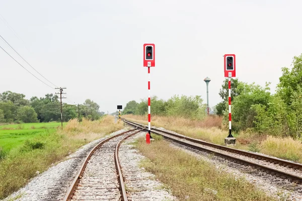 Railway and light signal — Stock Photo, Image