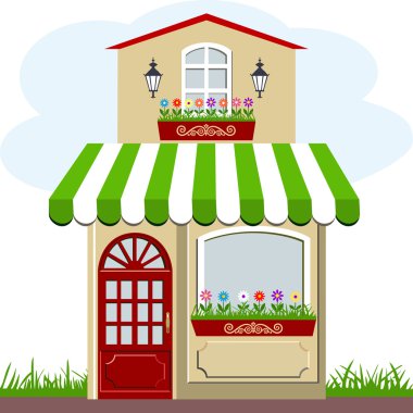 Cute little house and store clipart