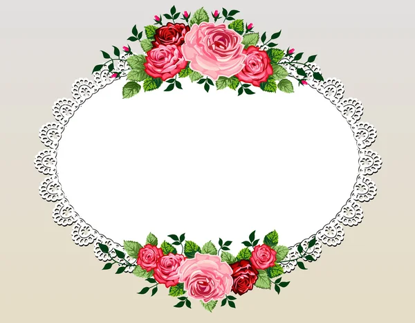 Vintage roses bouquet frame — Stock Vector