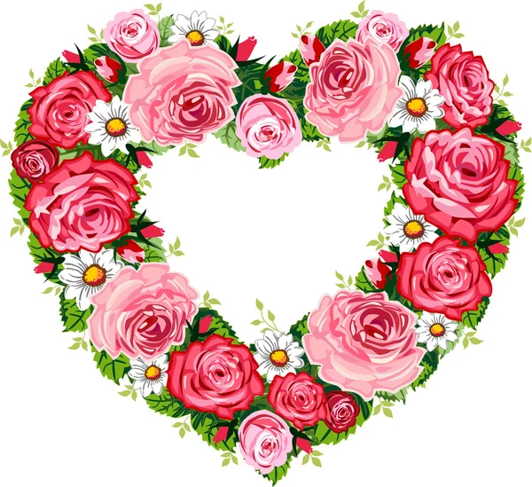 Marco de rosas corazón — Vector de stock