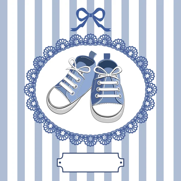 Chaussures et cadre de bébé bleu — Image vectorielle