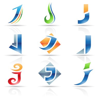 Glossy Icons for letter J clipart