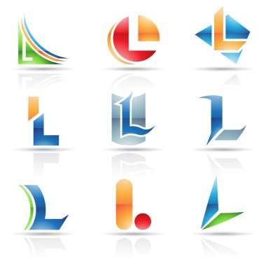 Glossy Icons for letter L clipart