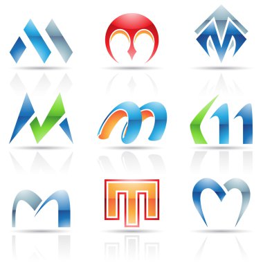 Glossy Icons for letter M clipart