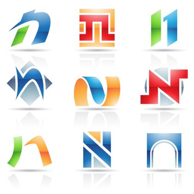 Glossy Icons for letter N clipart