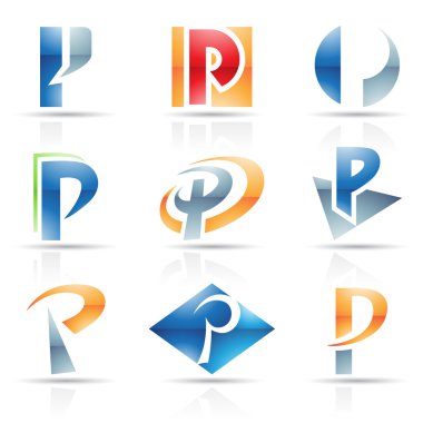 Glossy Icons for letter P clipart