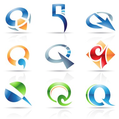 Glossy Icons for letter Q clipart