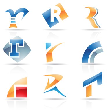 Glossy Icons for letter R clipart