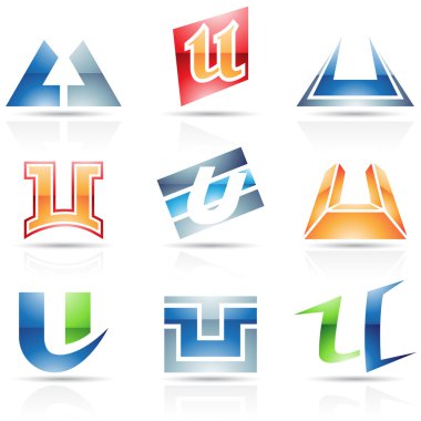 Glossy Icons for letter U clipart